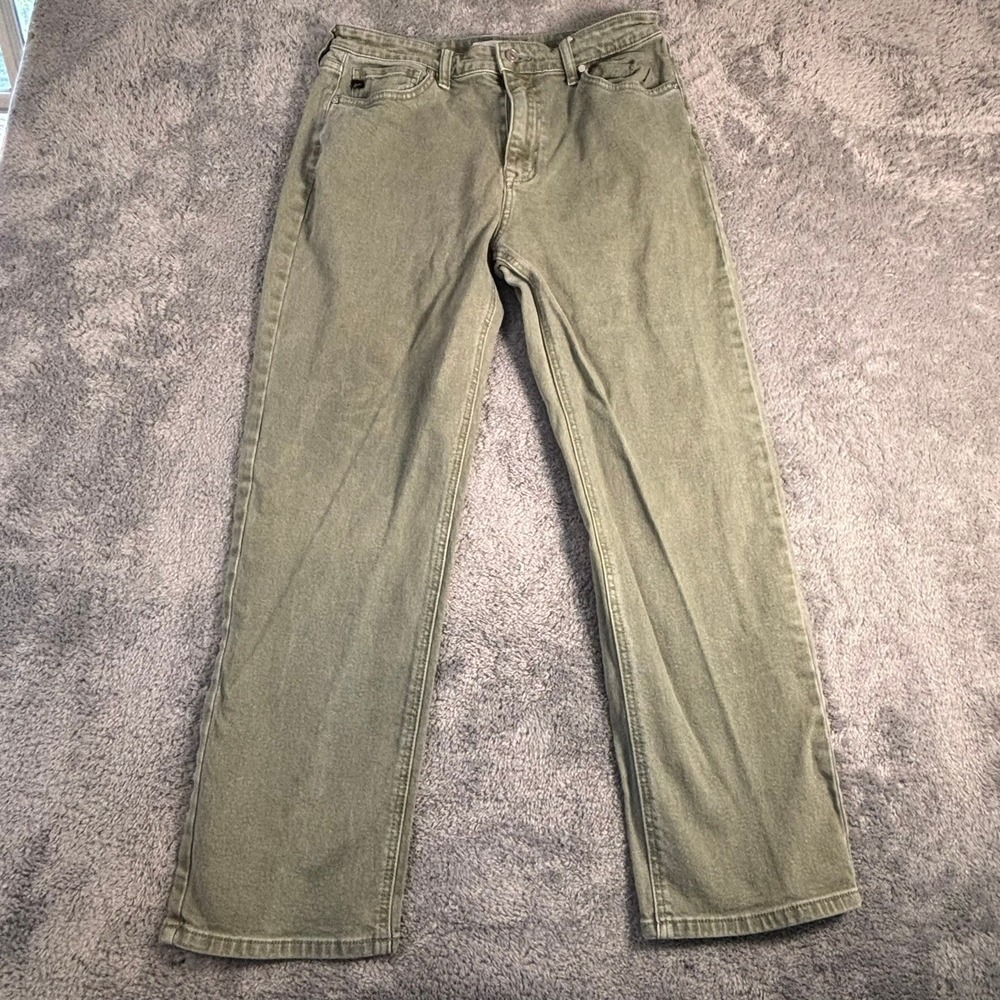 KanCan Olive Green Straight Leg Jeans High Rise Relaxed Denim Pants